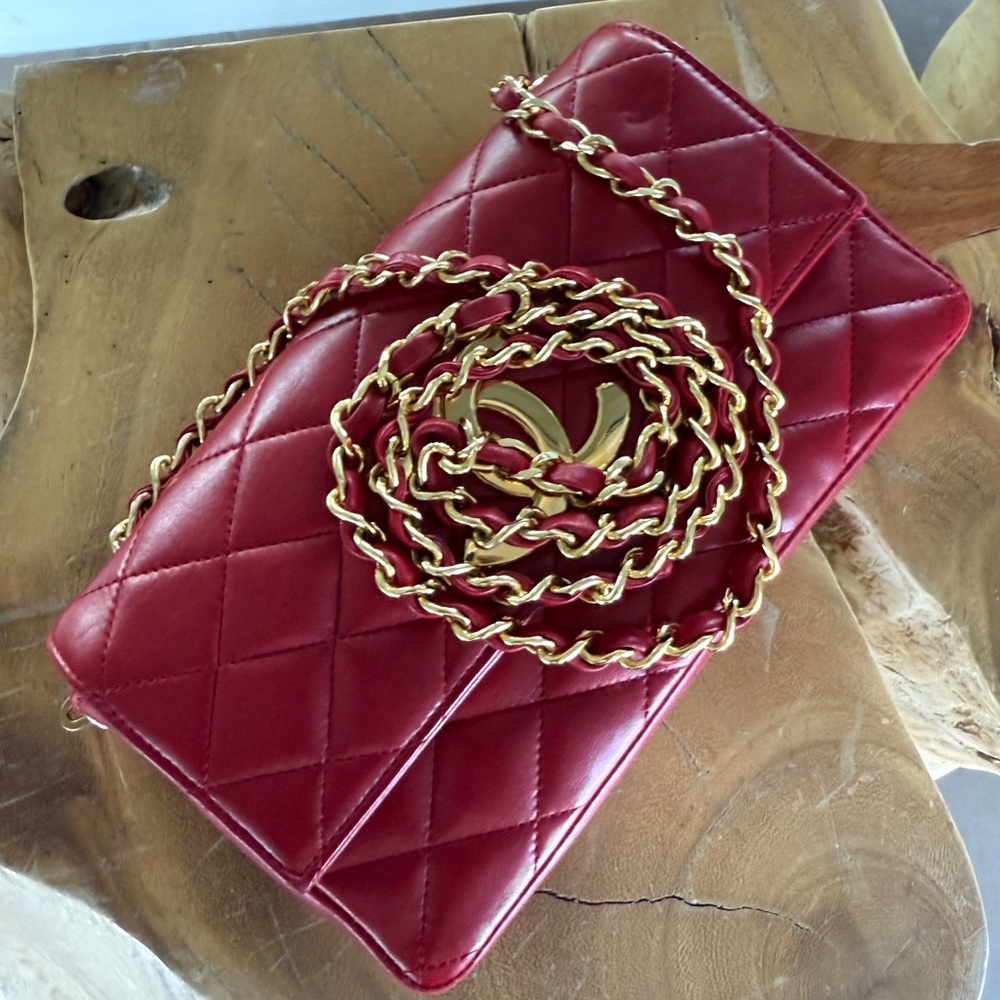 LOT 1800 24K gold plated CHANEL vintage XL CC rectangular flap 1989-1991 - Picture 3 of 17